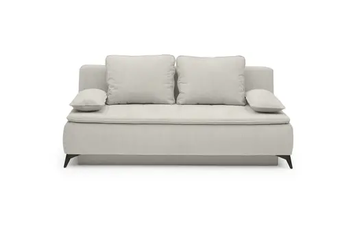 Sofa JANIN - 2-Sitzer, Schlaffunktion mit Bettkasten, Stoff, Beige