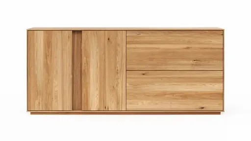 Sideboard Saratoga - mit Klapptüren, Wildeiche massiv, natur geölt