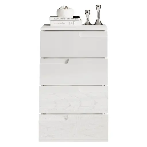 Kommode - B ca. 50 cm, Weiß, Weiß Hochglanz