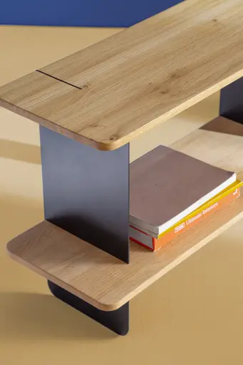 Regal Olai - Asteiche massiv, Wangen, Schwarz