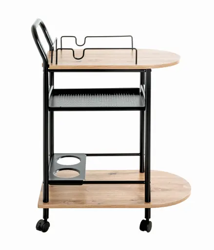 Servierwagen - B/H/T ca. 65x83x35 cm, Eiche Nachbildung, Schwarz