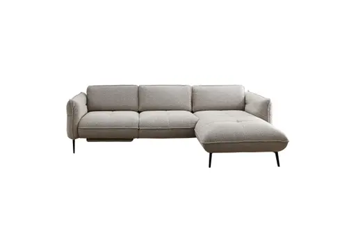 Ecksofa -2-Sitzer mit Longchair rechts, Stoff, Natur