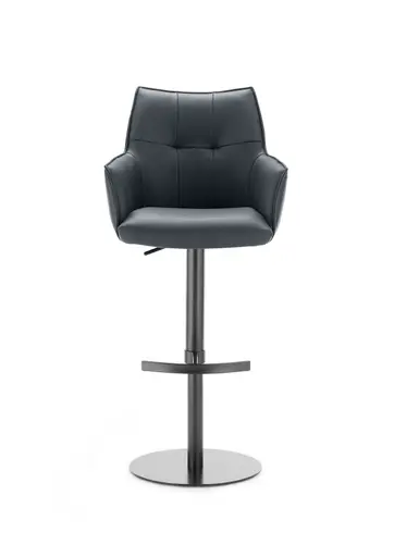 Barhocker MAKANA - drehbar, höhenverstellbar, Stoff, Schwarz