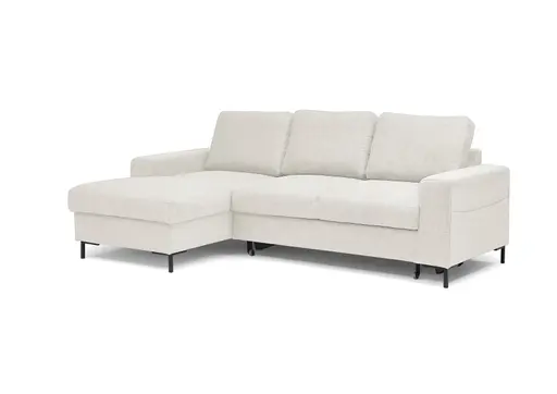 Ecksofa - Longchair links mit 2-Sitzer, Stoff, Creme
