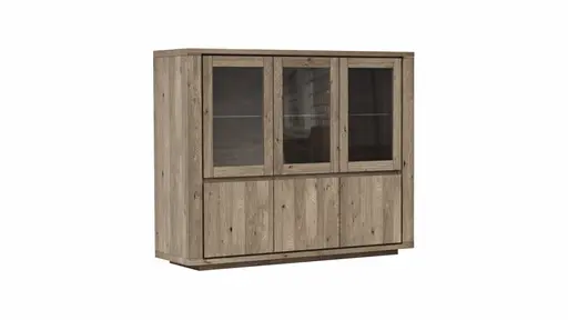 Highboard Bakersfield - sichtbare Rückwand geschroppt, Asteiche massiv, barrique