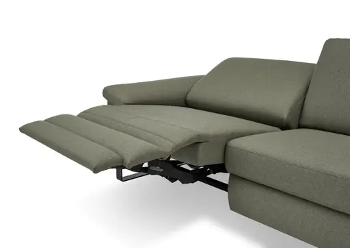 Sofa CALM PLUS 2.0 - 3-Sitzer, Relaxfunktion teilmotorisch inkl. Kopftstütze, Stoff, Olive