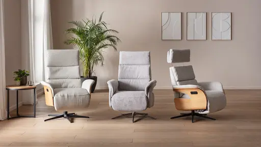 Relaxsessel Amila - Größe L, inkl. 4-motorischer Relaxfunktion und Aufstehhilfe, Leder, Silbergrau