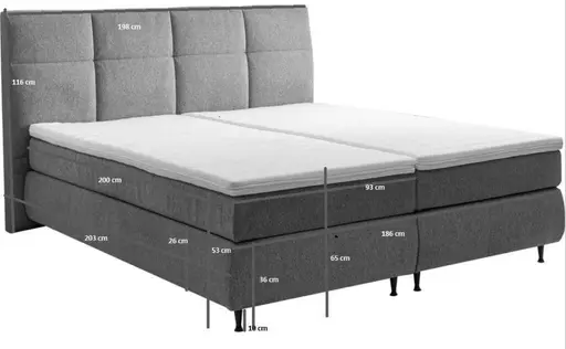  Boxspringbett ALICA- Liegefläche ca. 180x200 cm, Stoff, Hellgrau	