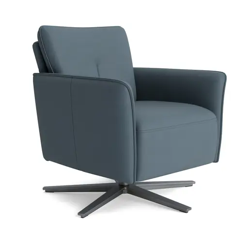 Sessel Amadena - Leder, Eisblau