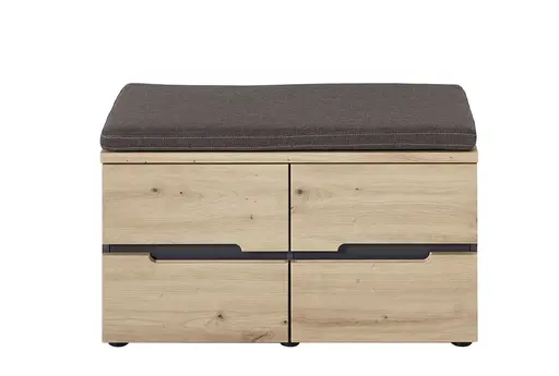 Bank - mit Sitzkissen, Eiche Dekor, Graphit