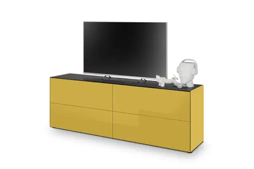 Lowboard - B ca. 181 cm, Goldgelb, Keramikoptik