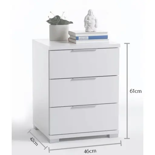Nachtkommode- B  ca. 46 cm, Weiß