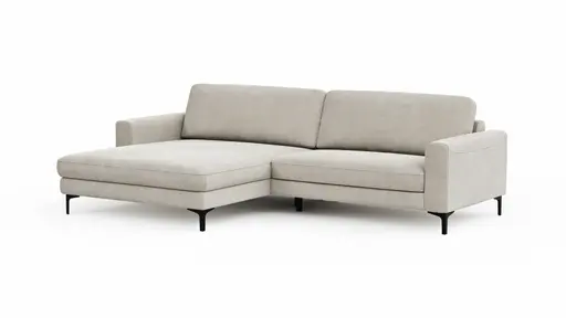 Ecksofa Oviedo - Longchair links mit 1,5-Sitzer, Stoff, Natur