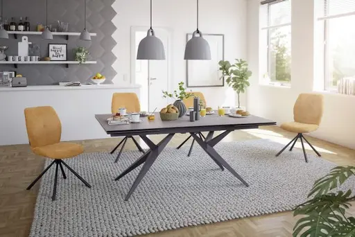 Esstisch MICHELA - ausziehbar, LB ca. 95x180 cm, Keramik, Dunkelgrau