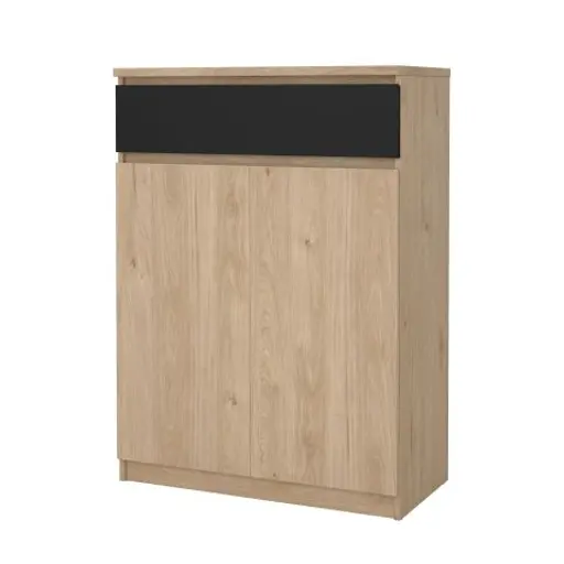 Schuhschrank - B ca. 81 cm, Jackson Hickory Nachbildung, Schwarz