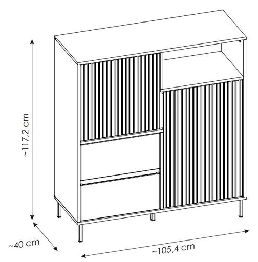 Highboard - B ca. 106 cm, Weiß, Weiß Hochglanz