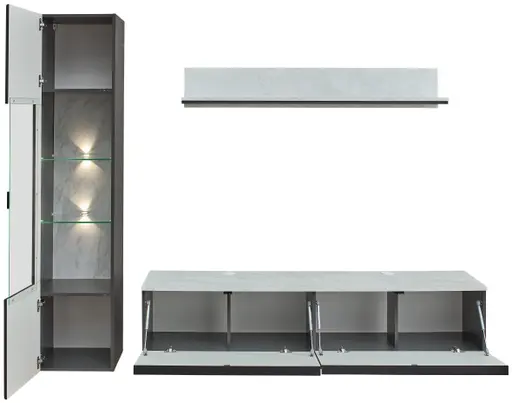 Wandboard - B ca. 140 cm, Marmor Nachbildung hell, Graphit