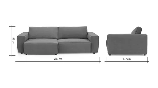 Sofa Lilaia - 1,5-Sitzer XL Tief mit 1,5-Sitzer XL, Stoff, Kaschmir