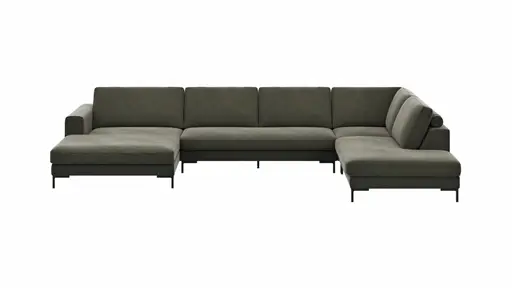 Wohnlandschaft Solano - Longchair Links, 2-Sitzer, Ecke Rechts, Stoff, Dunkelgrün