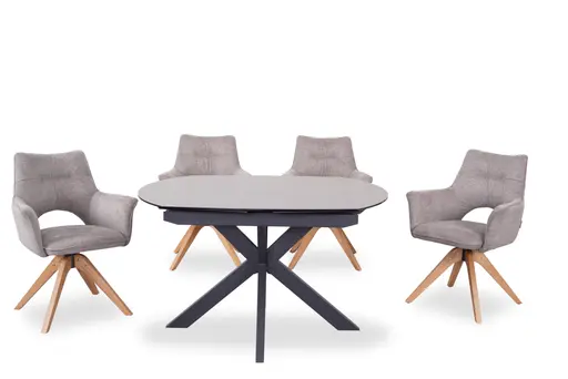 Esstisch MEGGIE - ausziehbar, LB ca. 130x100 cm, Glaskeramik, Grau