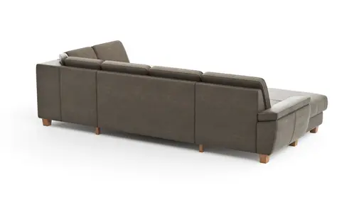 Wohnlandschaft Sommerville - Longchair links mit 2,5-Sitzer und Ecke rechts, Stoff, Braun