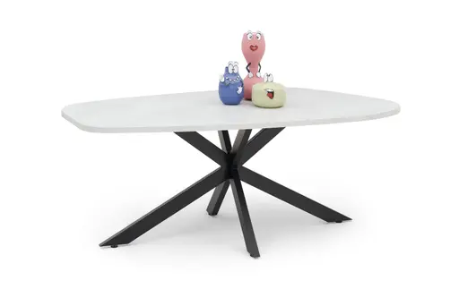 Esstisch - LB ca. 200x100 cm, Keramikoptik weiß, Schwarz