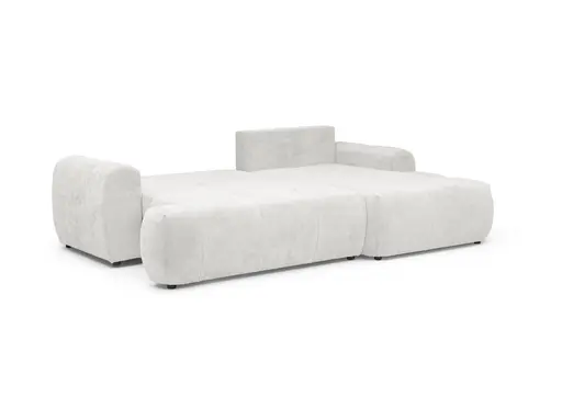 Ecksofa - 2-Sitzer mit Longchair rechts, Stoff, Silbergrau
