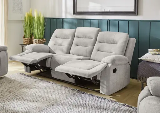 Sofa - 3-Sitzer, Relaxfunktion, Stoff, Grau