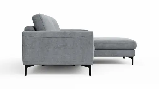 Ecksofa Oviedo - 1,5-Sitzer mit Longchair rechts, Stoff, Grau