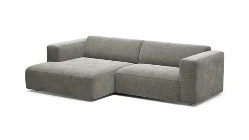 Ecksofa Laja - Longchair links mit 1-Sitzer, Stoff, Steingrau
