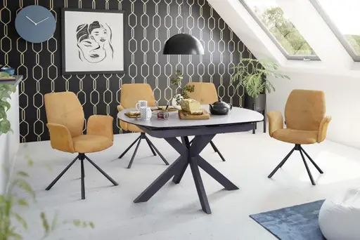 Esstisch MEGGIE - ausziehbar, LB ca. 130x100 cm, Keramik, Grau