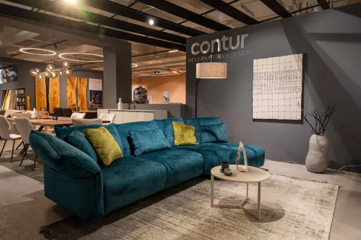 Ecksofa Motone - 2,5-Sitzer, Trapezsofa rechts, Stoff Türkis