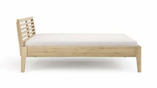 Bettgestell 1660 - Liegefläche ca. 180x200 cm, Wildeiche massiv, bianco geölt