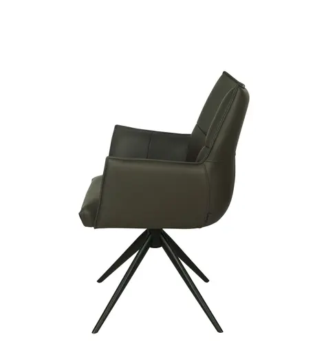 Armlehnstuhl MELE - drehbar, Leder, Dunkelbraun