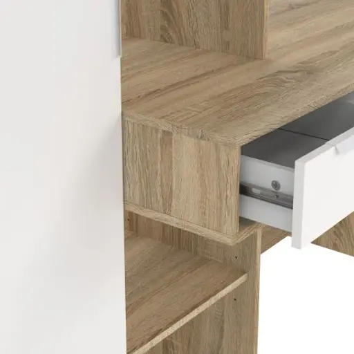 Schreibtisch - LB ca. 163x60 cm, Eiche Struktur Nachbildung, Weiß