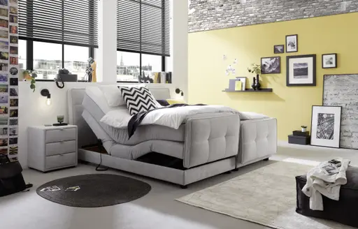 Boxspringbett- Liegefläche ca. 180x200 cm, Stoff, Hellgrau