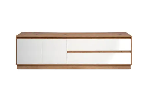 Lowboard- Eiche Dekor, Weiß