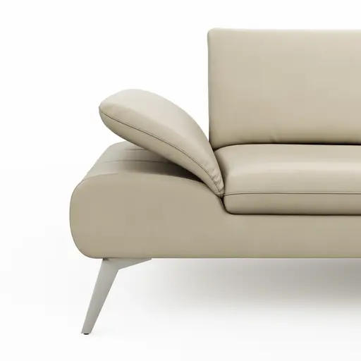 Ecksofa Collina - 2,5-Sitzer, Longchair rechts, inklusive Kopfstütze, Leder, Ecru