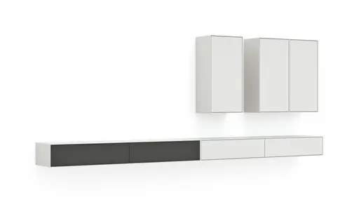 Wohnwand Edge - BHT ca. 360x185x42 cm, Lack, Weiß