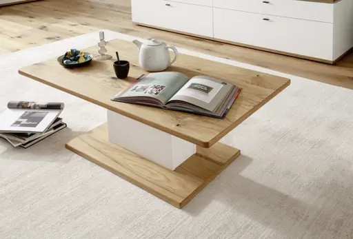 Couchtisch - LBH ca. 110x65x45 cm, Eiche, Weiß