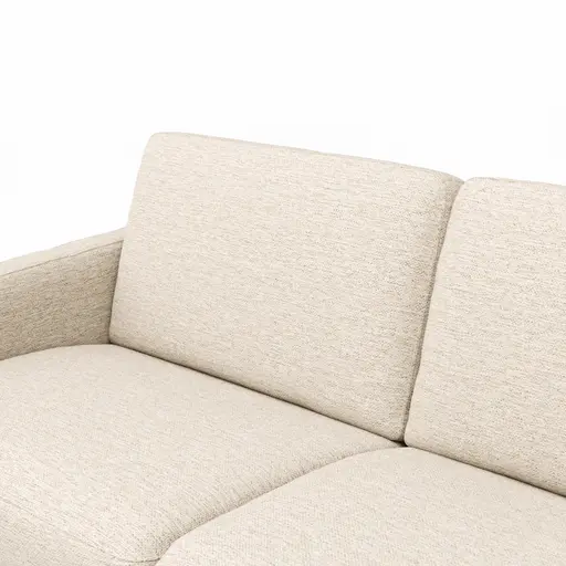 Ecksofa Nuoro - 2-Sitzer mit Longchair rechts inkl. Schlaffunktion und Bettkasten, Stoff, Beige