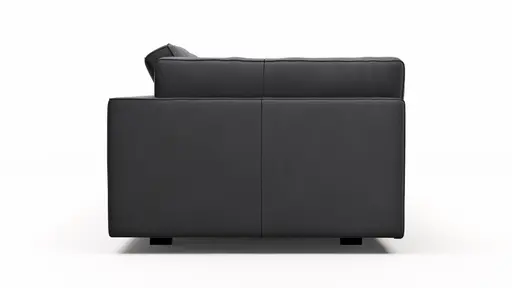 Sofa Aprino 3 - 3,5-Sitzer L, Dickleder, schwarz, Armlehne Kissen