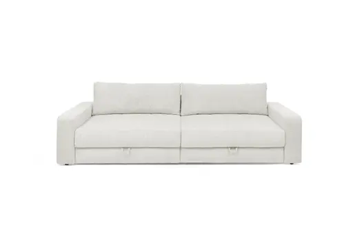 Big-Sofa Jella - 2-Sitzer, Schlaffunktion mit Bettkasten, Stoff, Graubeige