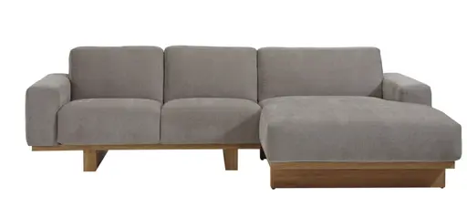 Ecksofa Anaheim - 2-Sitzer mit Longchair rechts, Stoff, Hellgrau