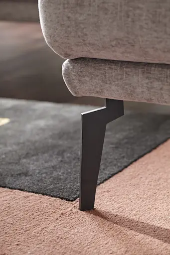 Ecksofa Estrela - 2,5-Sitzer mit Longchair rechts inkl. Rücken-/Armlehne/Sitztiefe verstellbar und Relaxfunktion (motorisch), Stoff, Grau