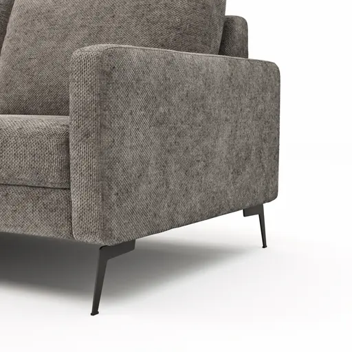 Ecksofa Enna - Longchair Links mit 3-Sitzer, Armlehne A, Stoff, Graubraun