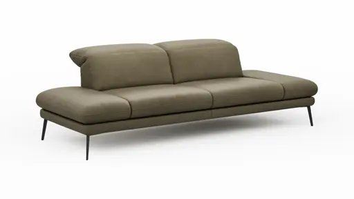 Sofa Elena - 2-Sitzer, Kopfteil/Armlehne verstellbar, Leder, Olive