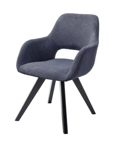 Armlehnenstuhl MACIE - drehbar, Stoff, Blau