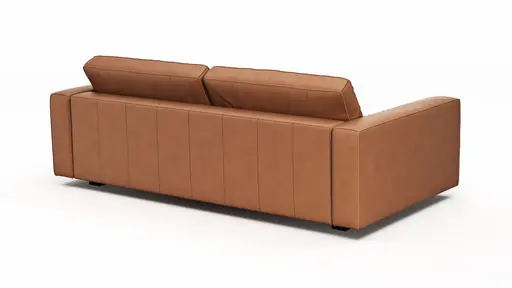 Sofa Aprino 2 - 3,5-Sitzer L, Dickleder, Cognac, Armlehne Block schmal