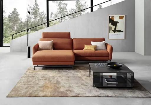Ecksofa Enna - Longchair links mit 1,75-Sitzer, Stoff, Terracotta